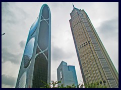 Pearl River Tower (310m, 71 floors) and The Pinnacle (360m, 60 floors). Built 2011 and 2012.